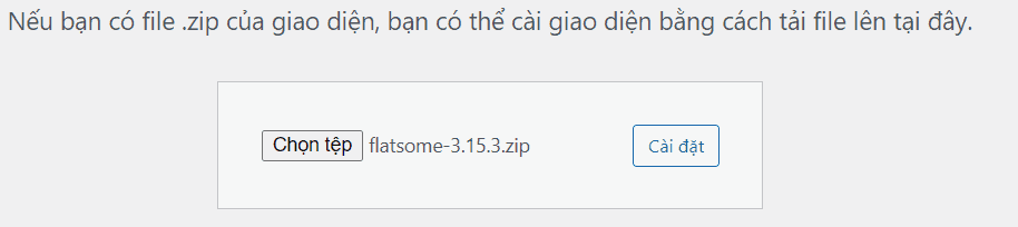 Chọn tệp Flatsome để upload Flatsome